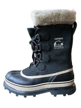 Sorel Caribou Mid-Calf Waterproof boots, black stone Removable liner Women 9